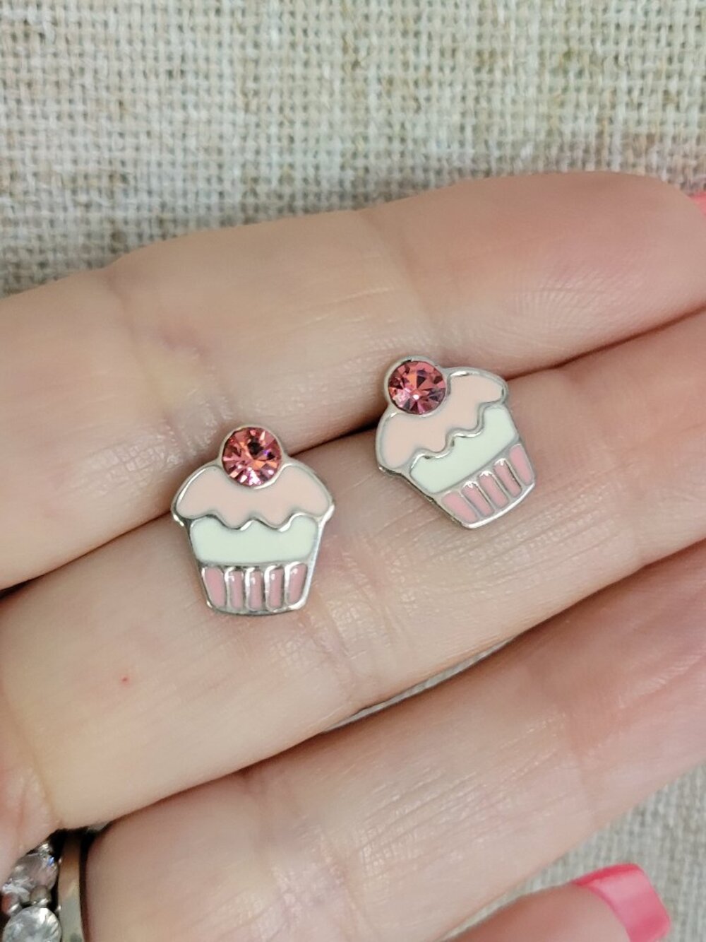 Dainty Cupcake Enamel Stud Earrings